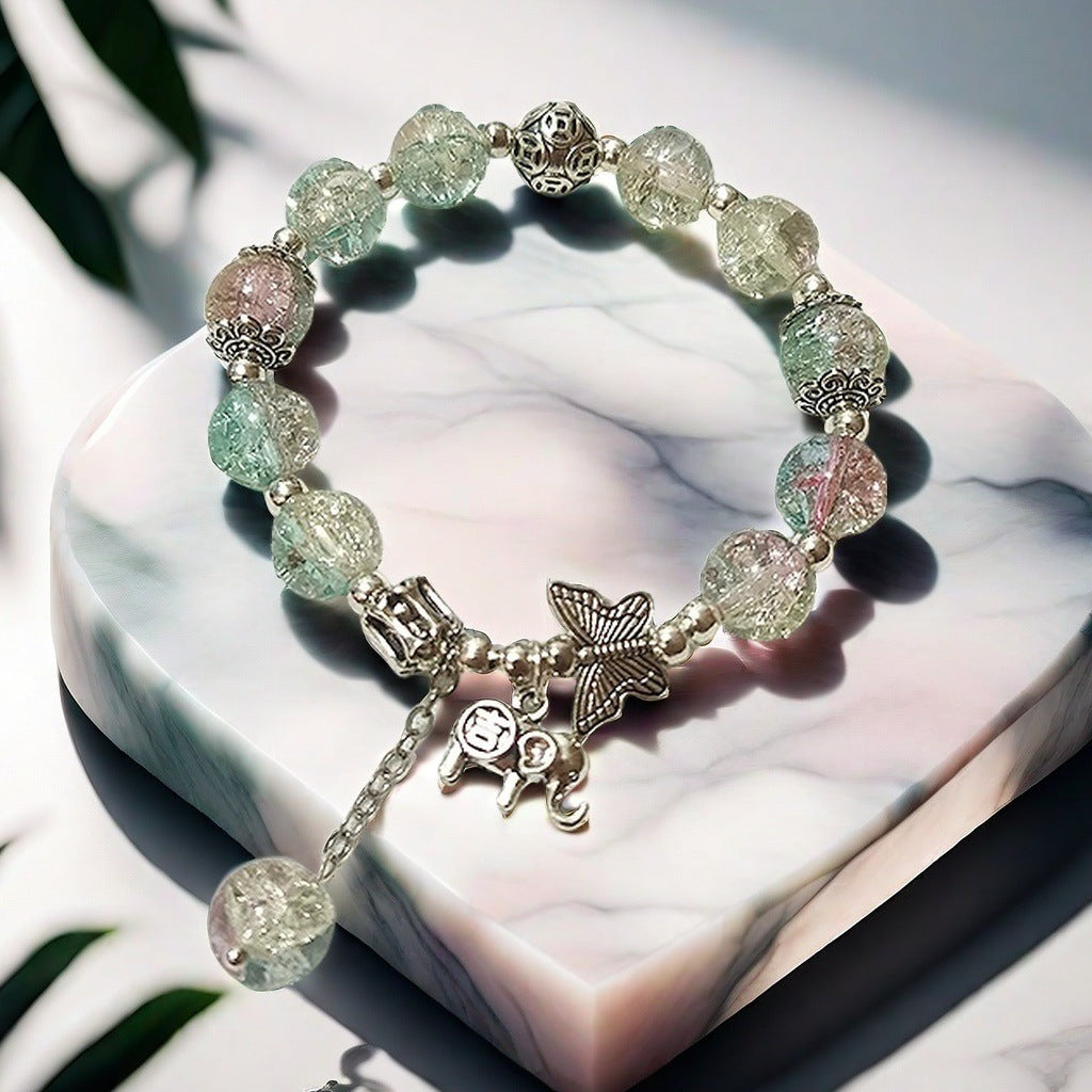 Two-Tone Jade and Glass Shards Bracelet