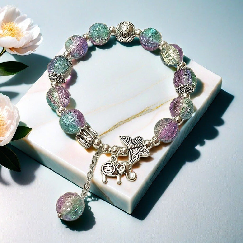 Two-Tone Jade and Glass Shards Bracelet