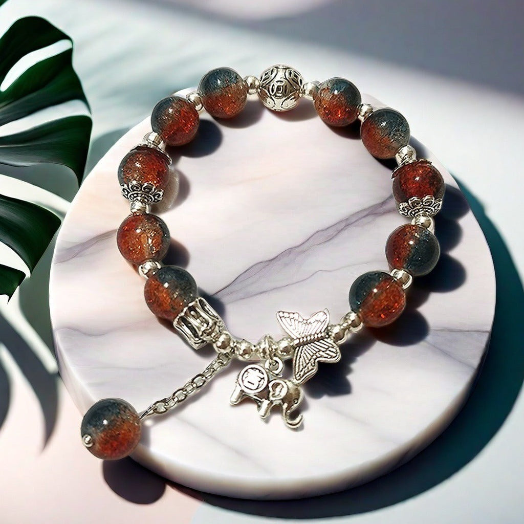 Two-Tone Jade and Glass Shards Bracelet