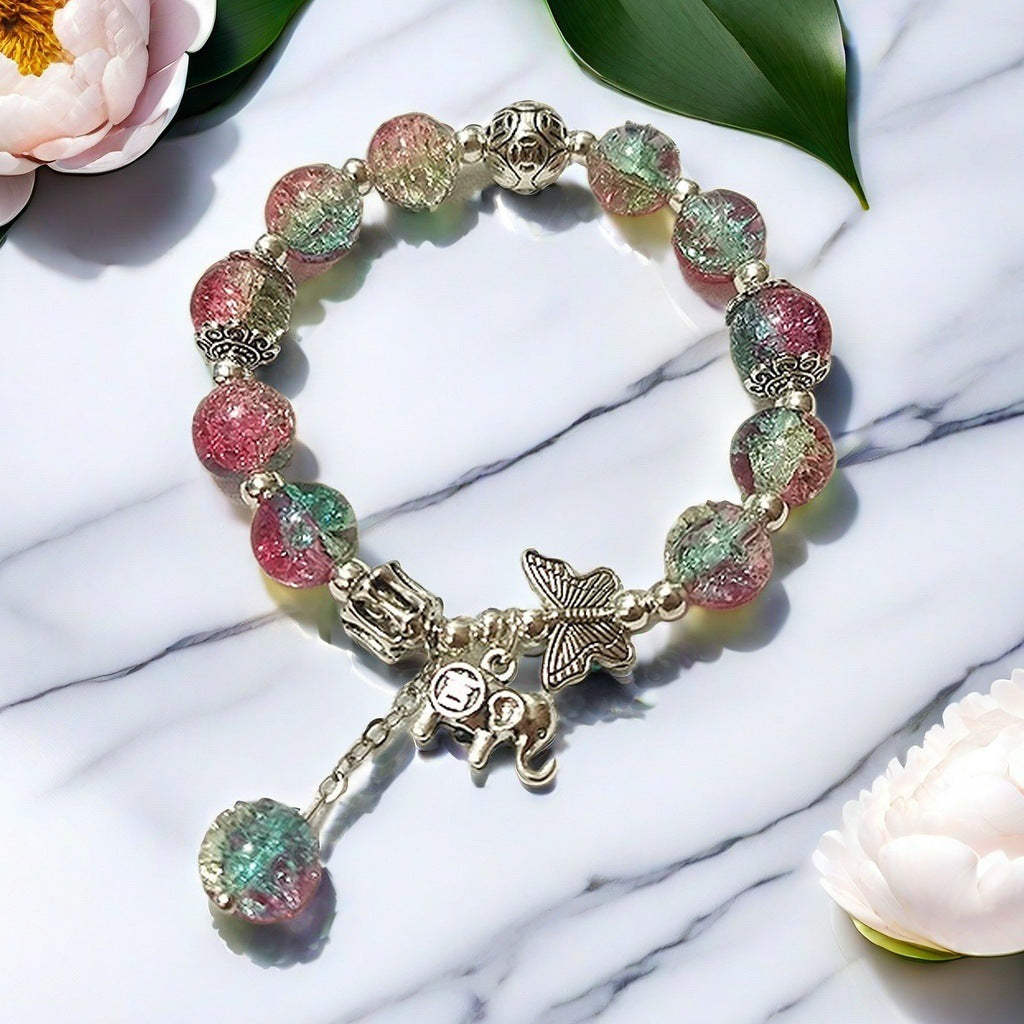 Two-Tone Jade and Glass Shards Bracelet