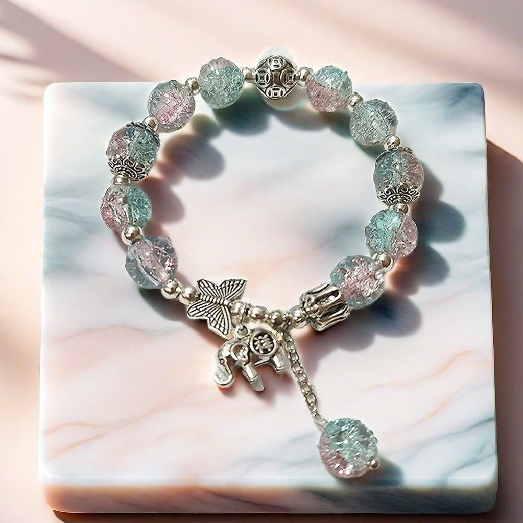 Two-Tone Jade and Glass Shards Bracelet