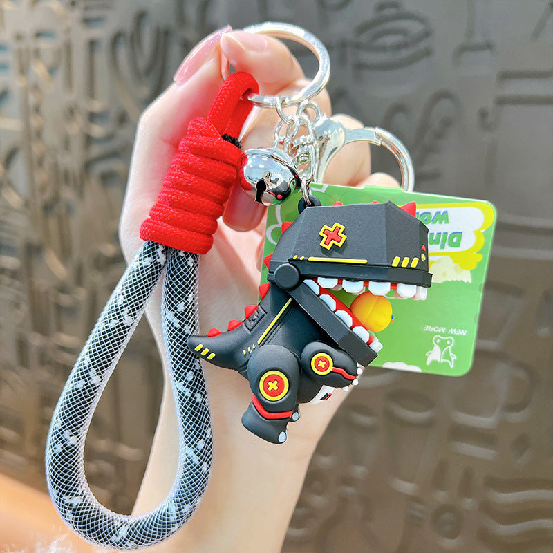 Creative soft rubber cartoon cute mecha dinosaur doll key chain