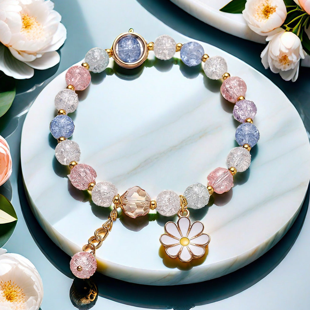 Iced Cracked Camelia Glass Bracelet