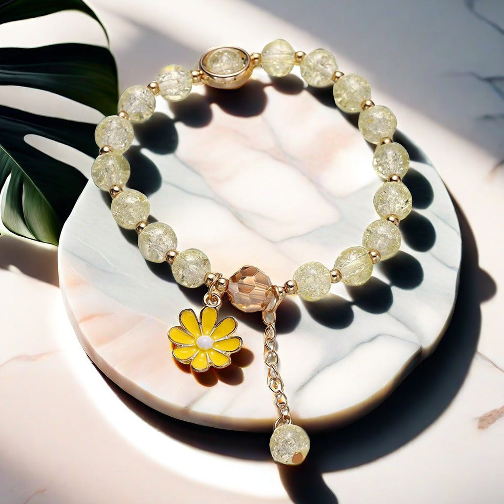 Iced Cracked Camelia Glass Bracelet