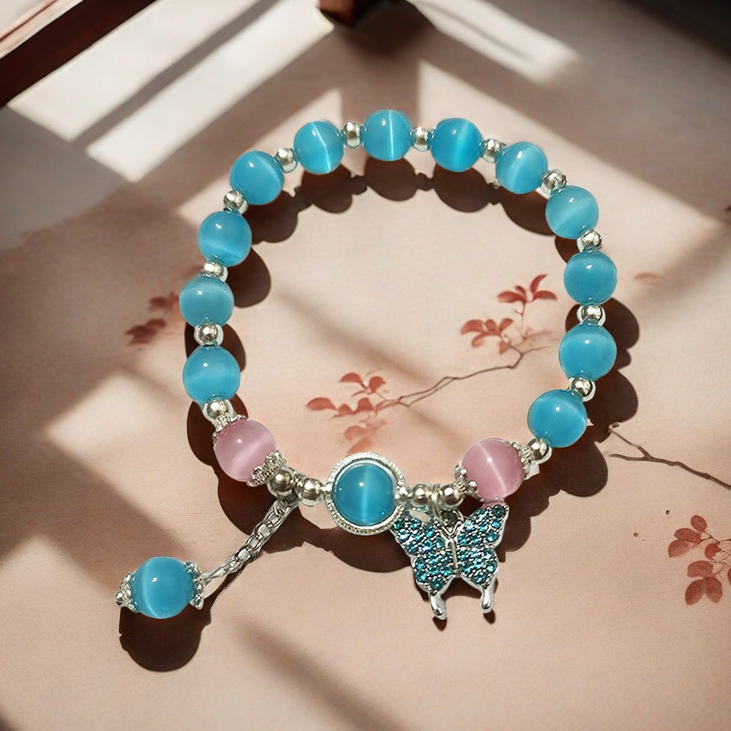 Glass Braceket with Butterfly Pendant