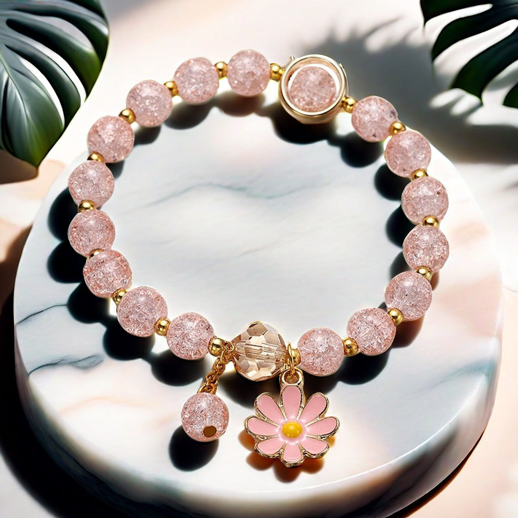 Iced Cracked Camelia Glass Bracelet