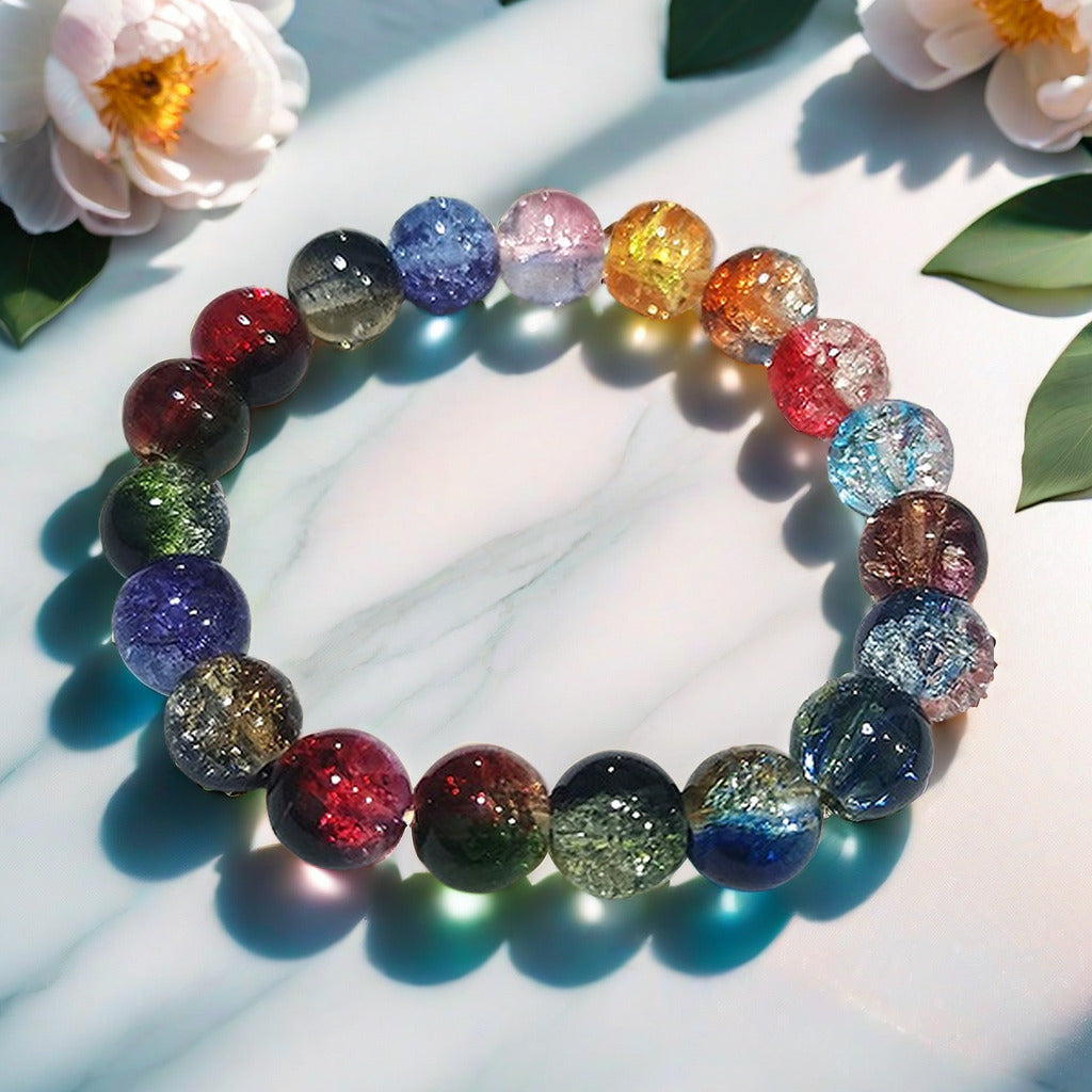 Ethereal burst-flower glass bracelet