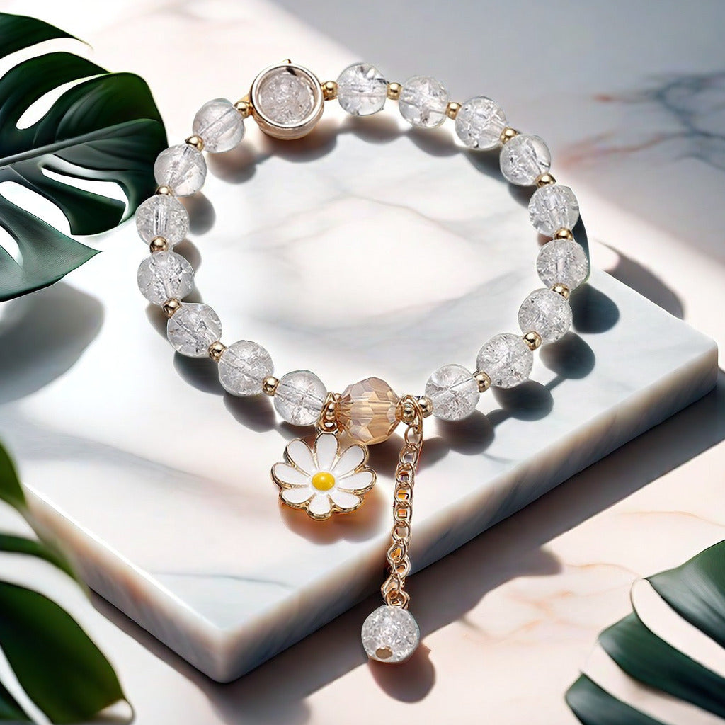 Iced Cracked Camelia Glass Bracelet