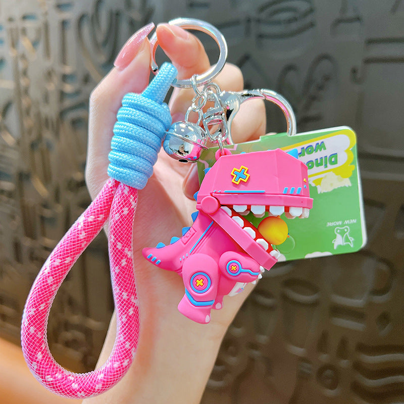 Creative soft rubber cartoon cute mecha dinosaur doll key chain