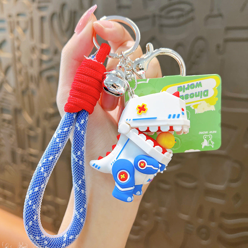 Creative soft rubber cartoon cute mecha dinosaur doll key chain