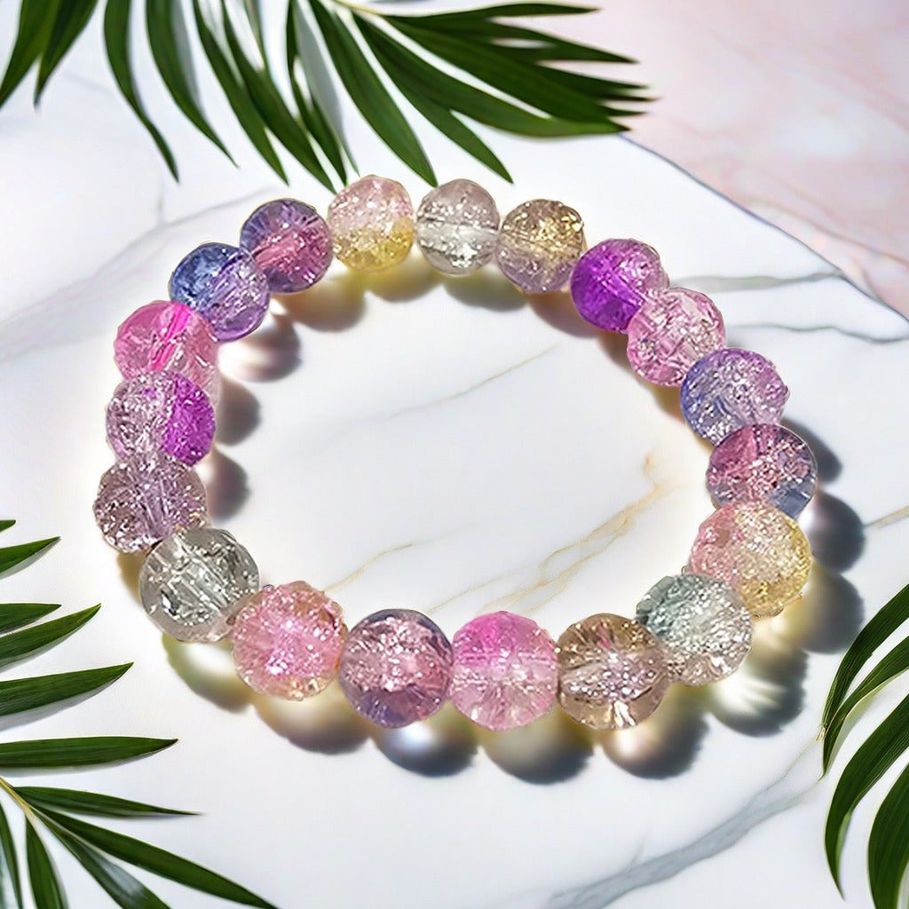 Ethereal burst-flower glass bracelet