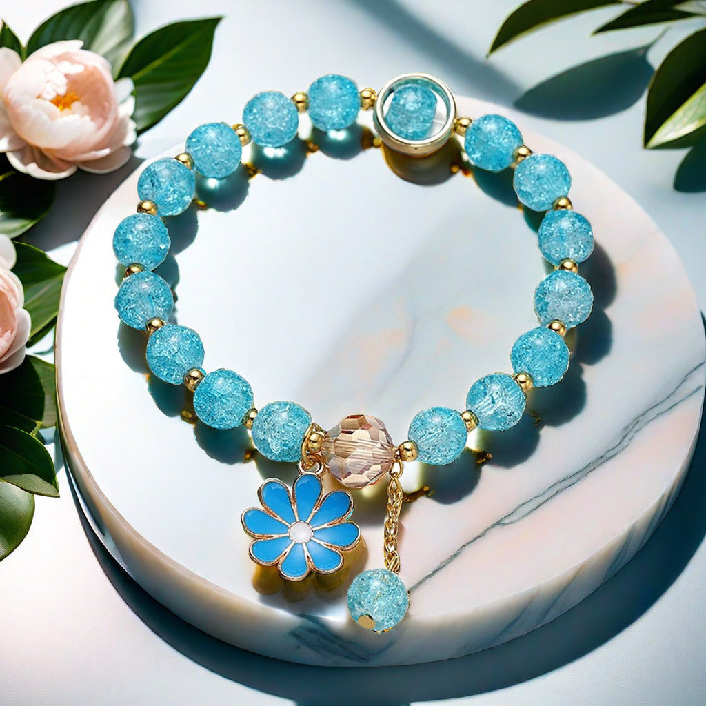 Iced Cracked Camelia Glass Bracelet