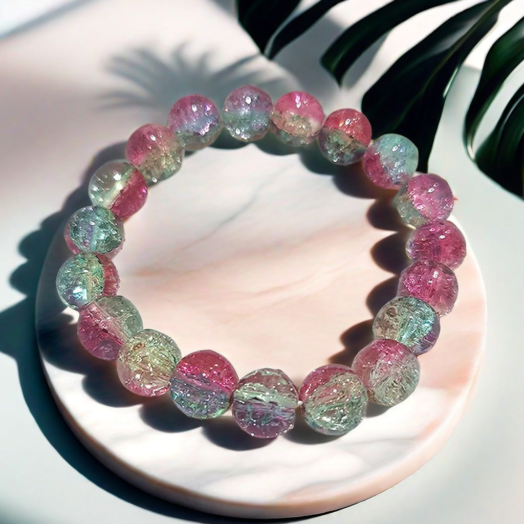 Ethereal burst-flower glass bracelet