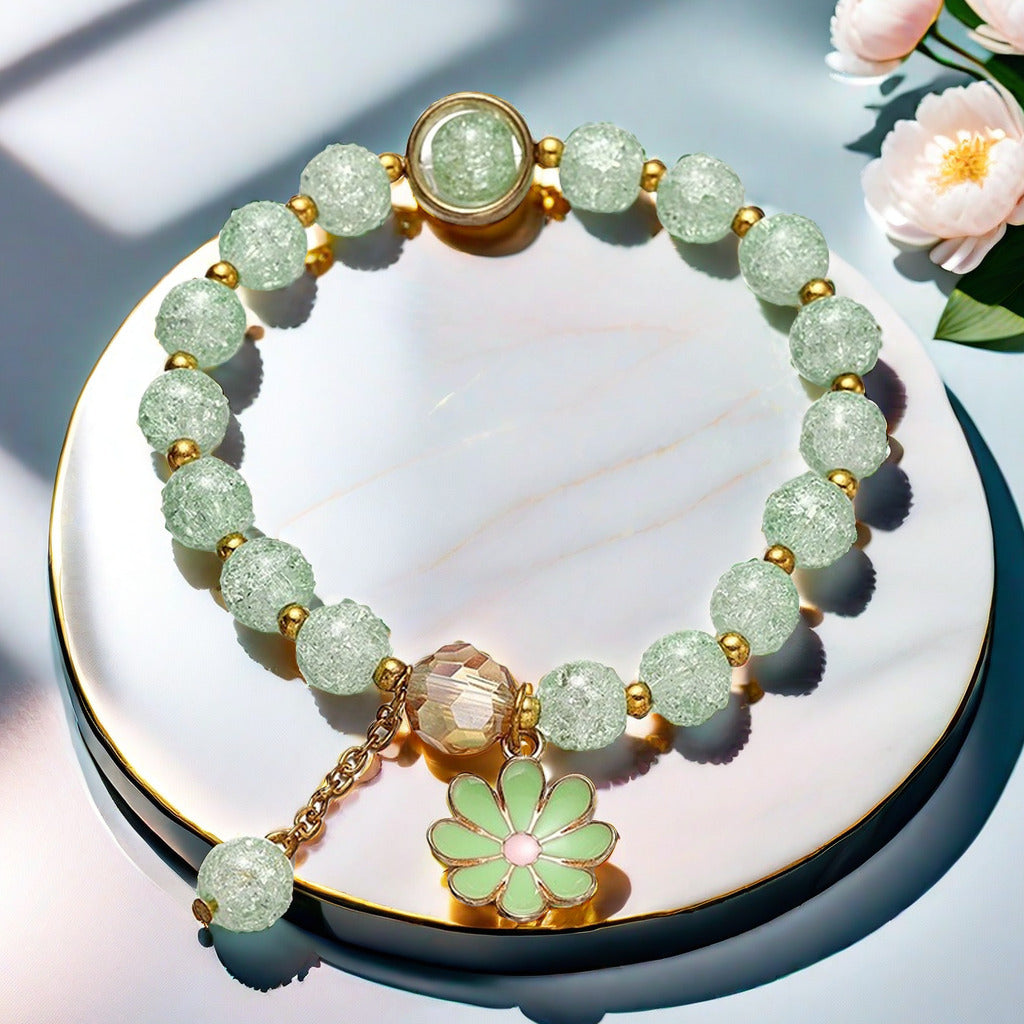 Iced Cracked Camelia Glass Bracelet